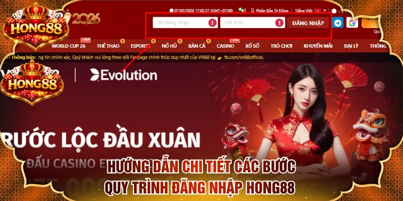 Hướng dẫn chi tiết các bước quy trình đăng nhập HONG88